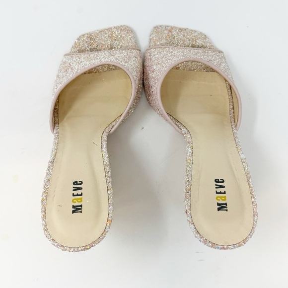 Maeve Anthropologie Pink Glitter Wedge Mules Heels Women’s Size 9 - Picture 6 of 11